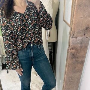 J crew Mercantile Floral Black Women's Top size 8